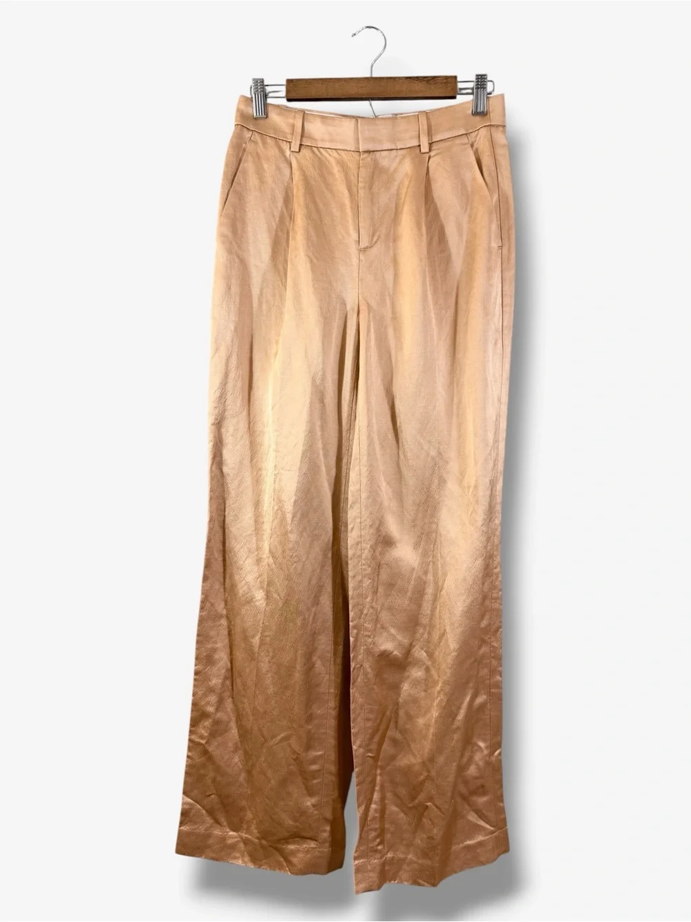 Banana Republic Brigitte Satin Wide Leg Pants Size 2 Champagne Gold Shimmer